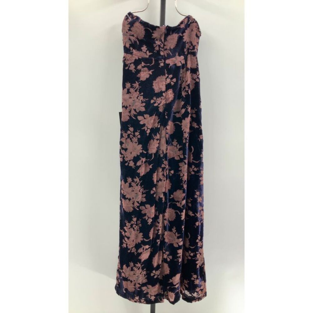Lulus Women Exquisite Floral Burnout Velvet Strapless Maxi Dress Blue L - Picture 3 of 3